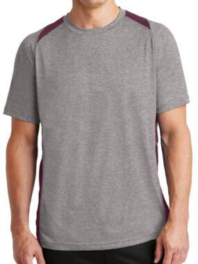 Sport Tek ST361 Sport-Tek Colorblock Contender Tee - Vintage Heather/Maroon